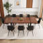 Ensemble de table de salle à manger en bois 87 po avec chaise rembourrée en cuir PU-115951175-116180687