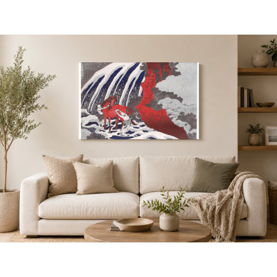 Yoshitsune's Horse-Washing Waterfall at Yoshino (c. 1833) — Landscape Canvas Wall Art