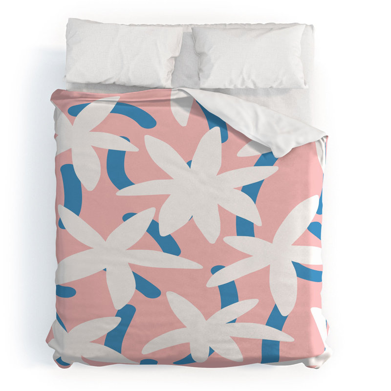 Ensemble de housse de couette en coton rose / bleu, Housse de couette très grand + 2 très grandes ta