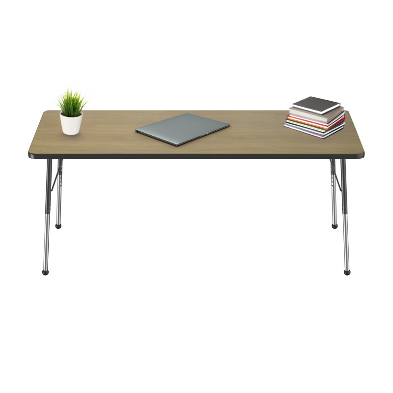 Table d'activité rectangulaire à hauteur réglable en forme de T, 36 po x 72 po, Chêne Pasadena / noir