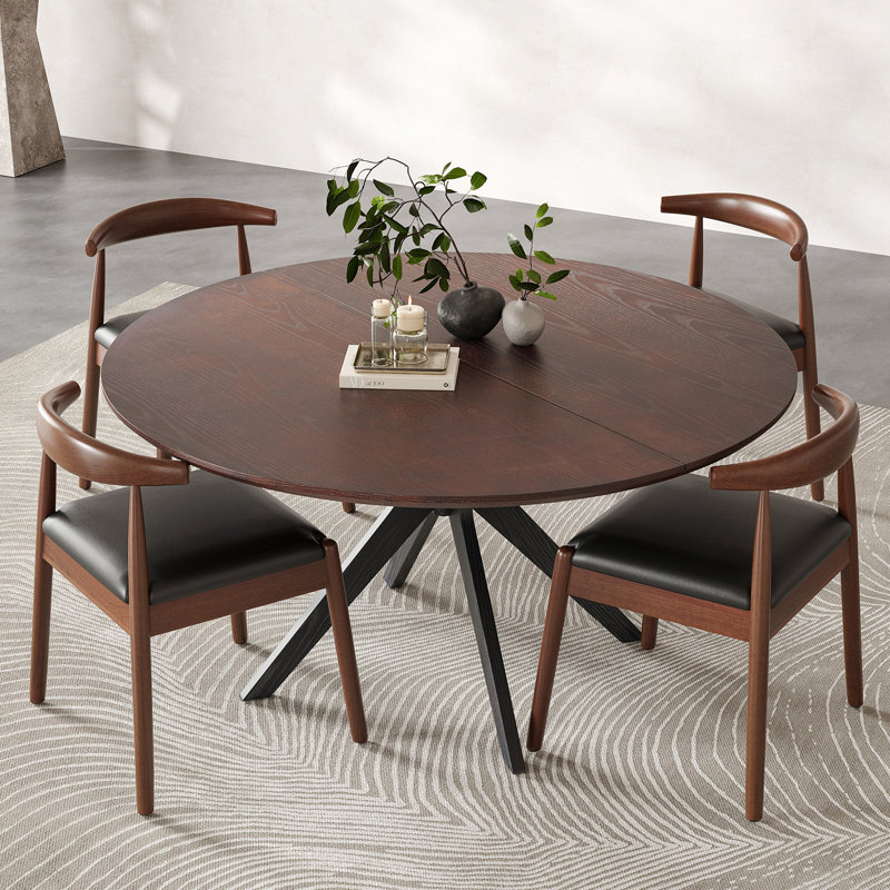 Table ronde en bois 47,2 po Crossroads, Noyer / noir