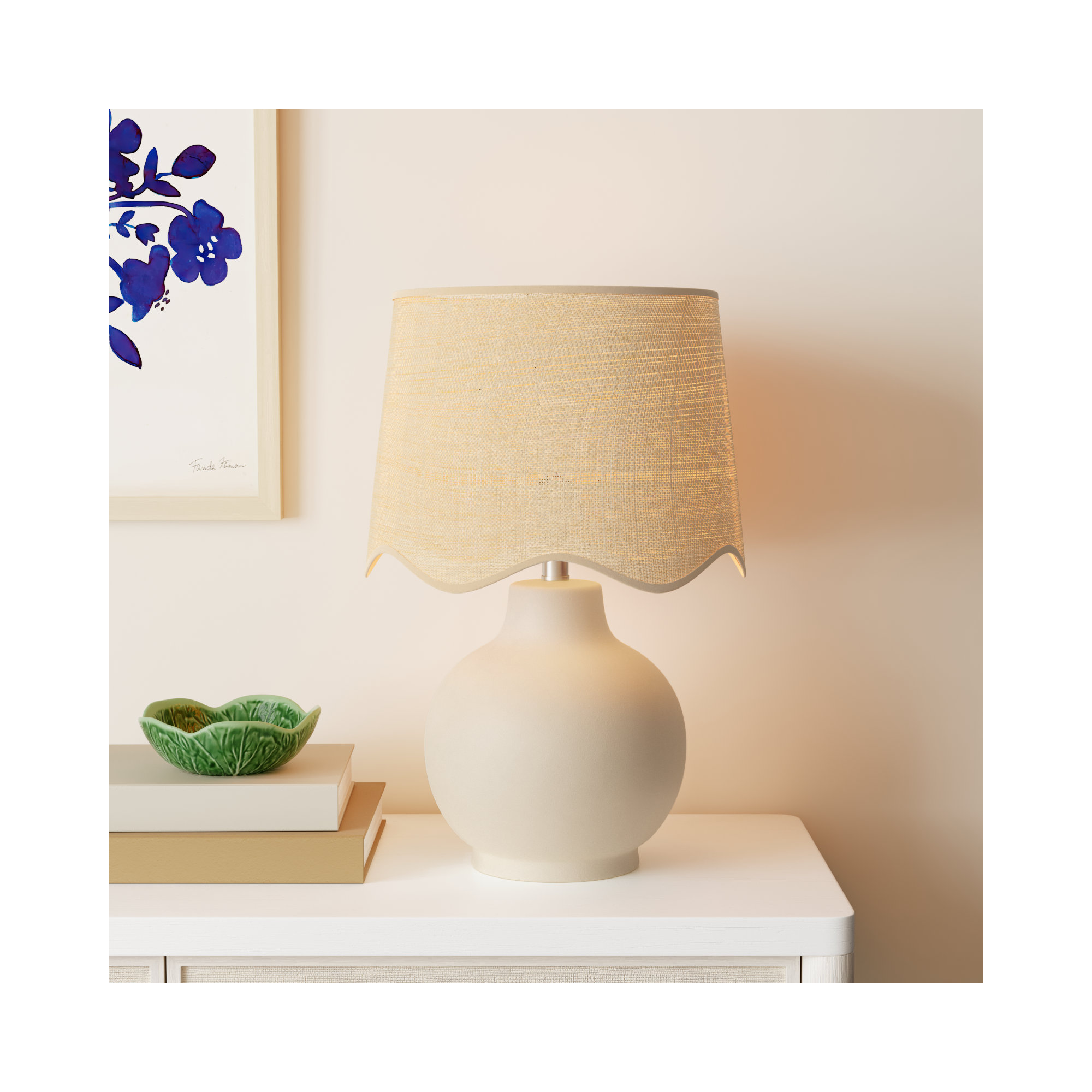 Maura Accent Table Lamp, Cream, Tan, 22"H x 15"W x 15"D
