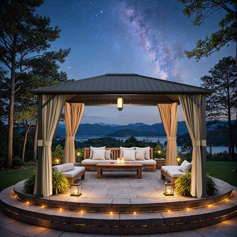 12 Ft. W x 10 Ft. D Galvanized Steel Gazebo, Rust-Resistant Outdoor Patio Canopy for All-Weather Use