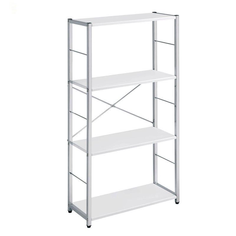 4-Tier Rectangular Bookshelf, Silver