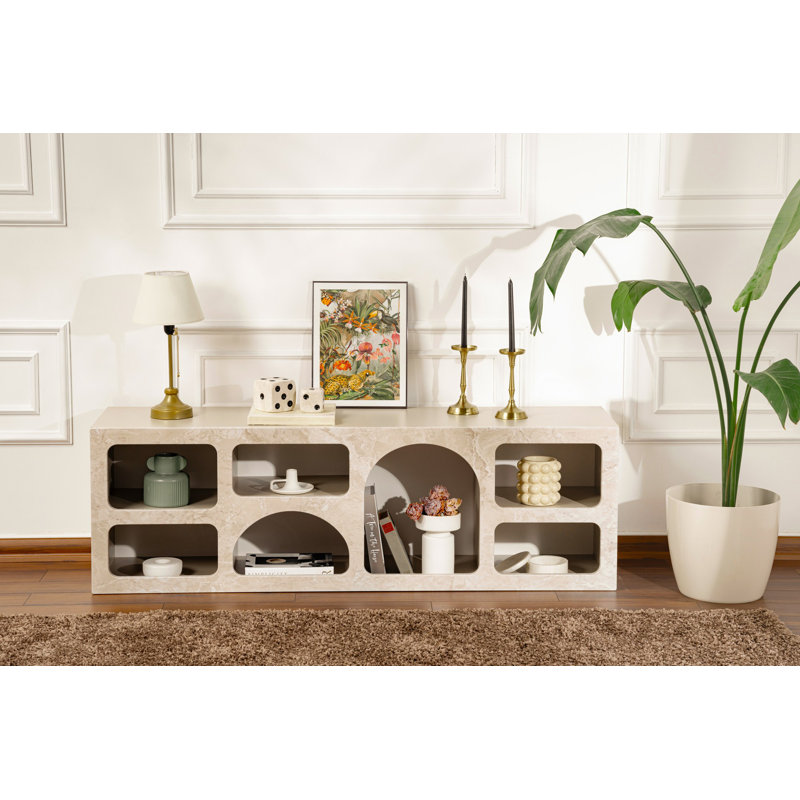 Nordure V3 51cm Console Table, Traverten Marble Sandstone