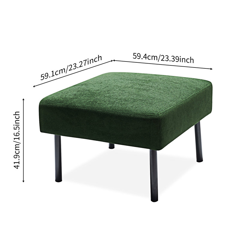 Canapé rembourré avec repose-pieds, H 29,15 po x l 53,8 po x P 67,42 po, Polyester vert