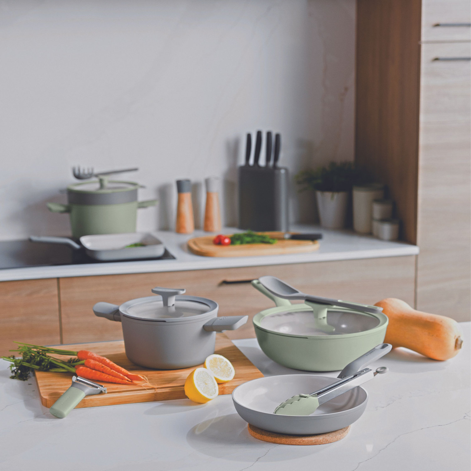 BergHOFF Balance Ceramic Non-Stick Stockpot, Gray, 5.8 qt.