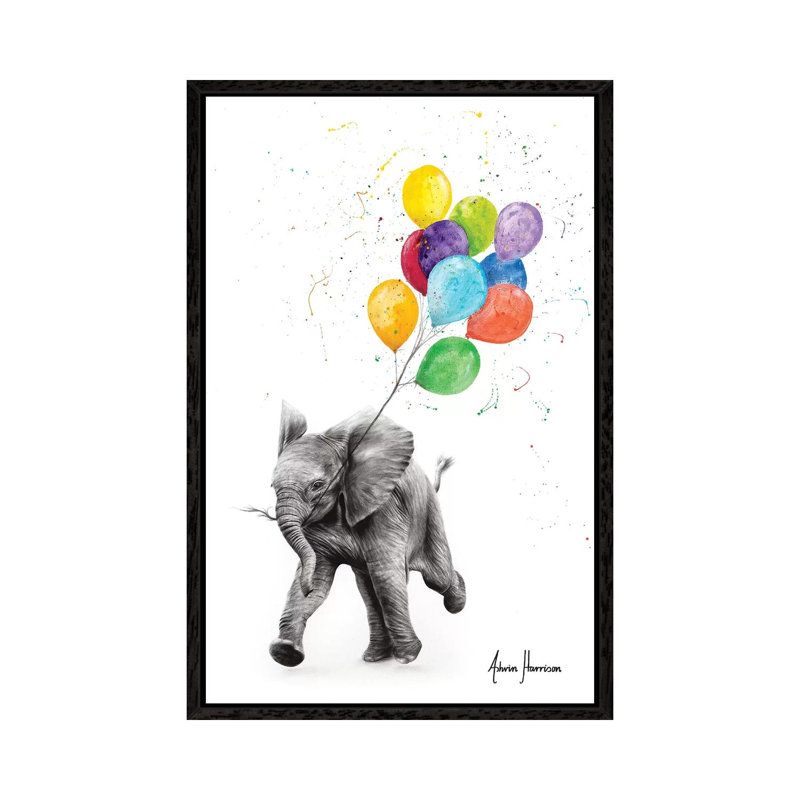 Elephant Freedom by Ashvin Harrison - Print on Canvas, Black Framed, 101.6 cm H x 66.04 cm W