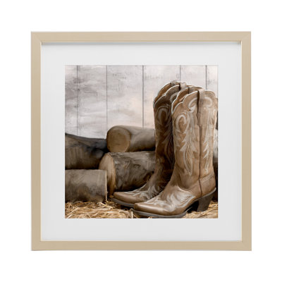 Kick Off Your Boots Framed Print Under Glass, design by Kim Allen