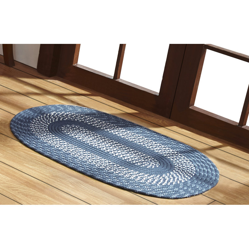Tapis bleu ardoise tressé Samara - 8 pi, 22 po x 40 po ovale