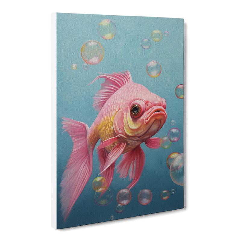 Fish Bubble Gum Painting - Wrapped Canvas, 60cm H x 40cm W x 3cm D
