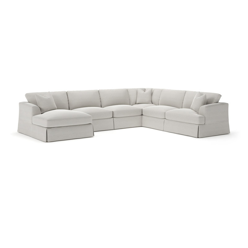 Lucia Chaise Sectional, Left Hand Facing, Drusky Ivory Sustain® Basketweave
