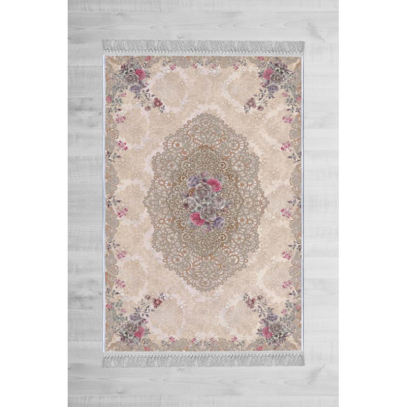 Luxurious Velvet Area Rug, 5.2 x 7.5 ft | 100% Velvet Fabric, 100% Cotton Sole, 0.4 in Pile Height | Antibacterial, Non-Slip, Machine Washable | Elegant 3D Digital Print, Perfect for Living Room & Bedroom Décor