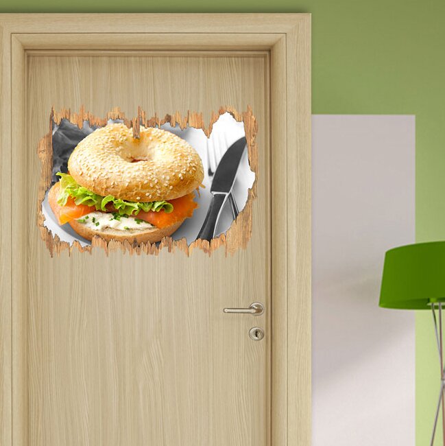 Wandtattoo Gesunder Bagel mit Räucherlachs