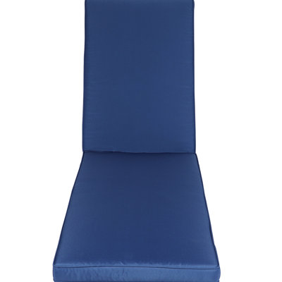 Patio Seat Cushion - Navy Blue Chaise Lounge, Breathable , Resistance, Fade Removable Zippered Cover Lounge Replacement Mat With Blue, , Zipper, Resilient Sponge Filling