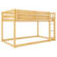 Lit superposé bas simple au-dessus de simple avec échelle - Lit superposé au sol en bois massif pour enfants et adolescents, naturel-1613935698