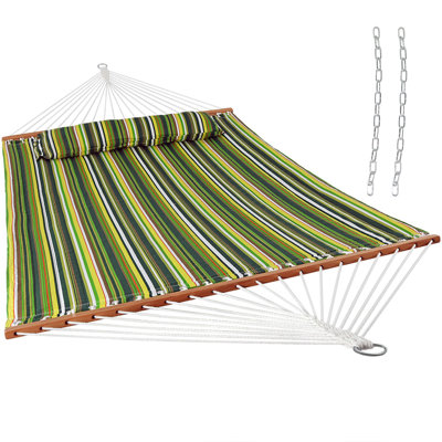 2-Person Quilted Polyester Spreader Bar Hammock - Melon Stripe