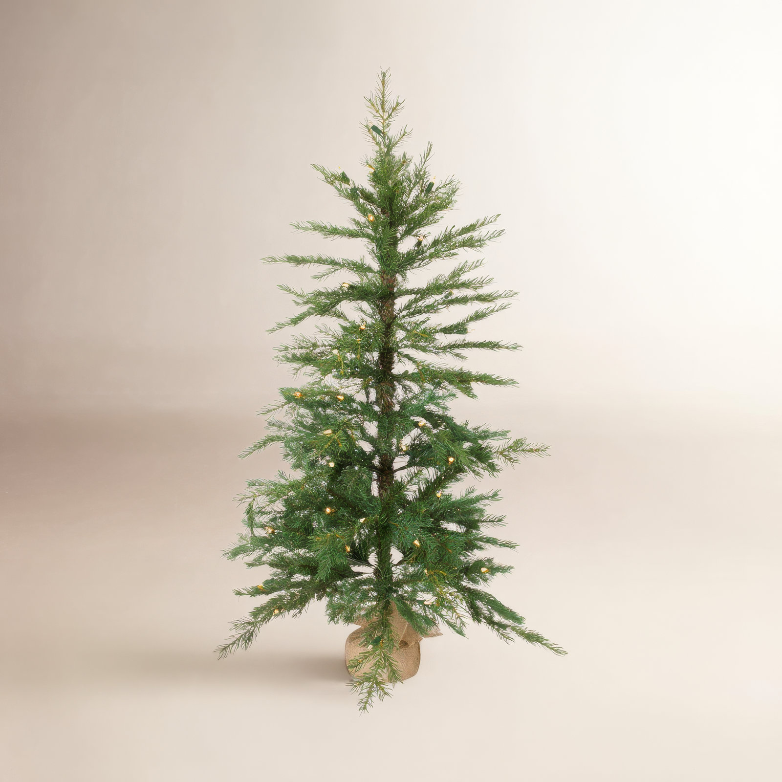 Faux Pine Tree in Burlap Pot Liner, 49" H x 29" W x 29" D