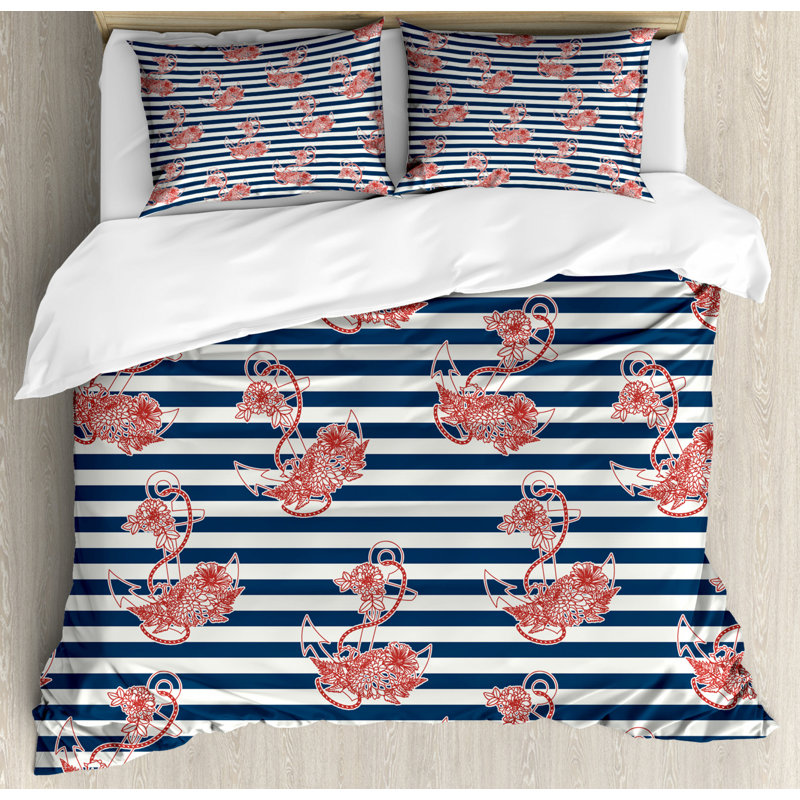 Coastal Polyester Duvet Cover, King Duvet Cover + 2 King Shams