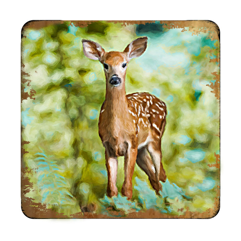 Wood Square 4 Piece Coaster Set