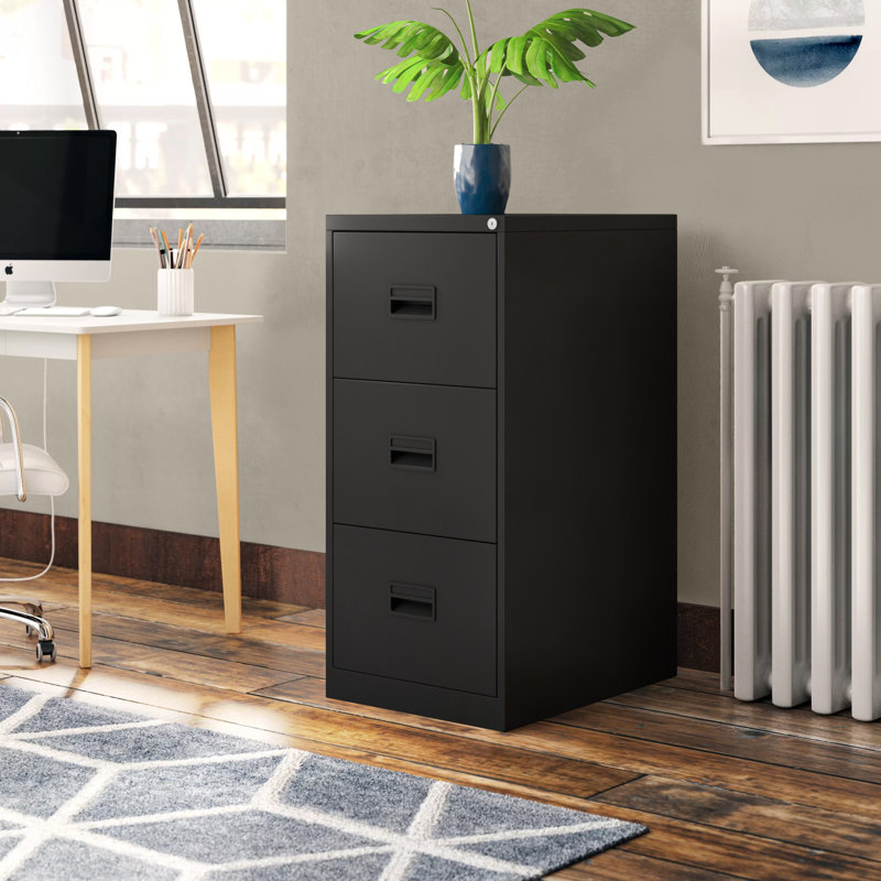 46.5cm Wide 3 -Drawer Steel File Cabinet, Black
