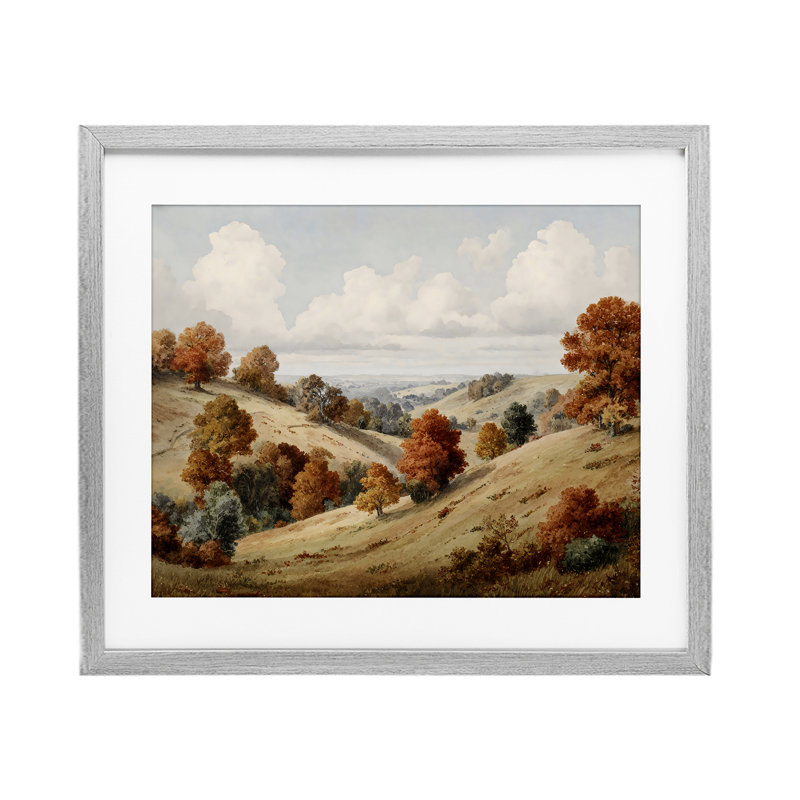 «Autumn Tree Lined Hills», reproduction encadrée sous verre, design par LSR Design Studio, H 13 po x l 16 po