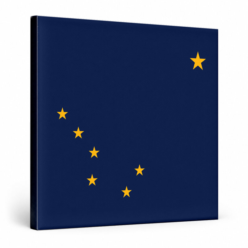 Alaska State Flag - Art mural sur toile carrée, 12" W x 12" H