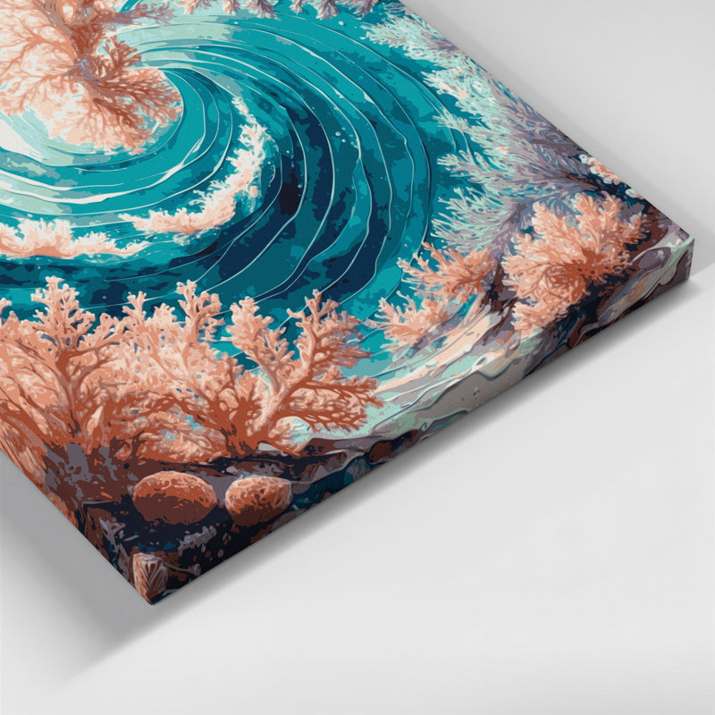 «Coastal Coral Reef Colors», art mural sur toile grise, H 12 po x l 18 po