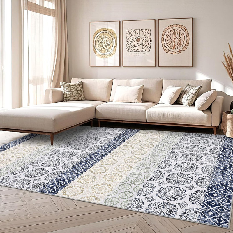 Washable Hallway Rugs Vintage Printed Carpet Runner, Non-Shedding Farmhouse Floor Cover, Foldable Thin Accent Rugs, Easy Cleaning, for Bedroom, Kitchen, Laundry