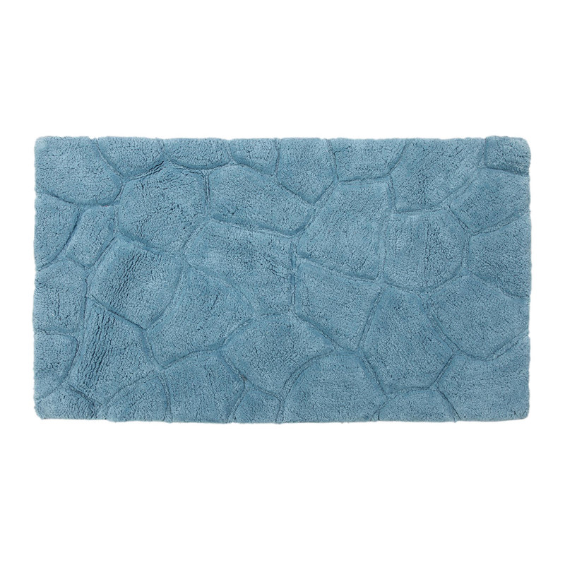Troxell Cotton Blend Non-Slip Bath Rug, Aqua Blue