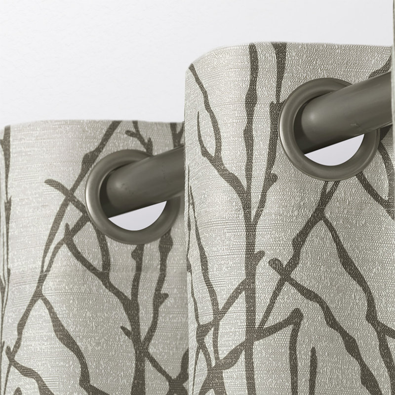 Bellicent Floral Semi-Sheer Grommet Curtain Panels, 54" W x 84" L, Natural