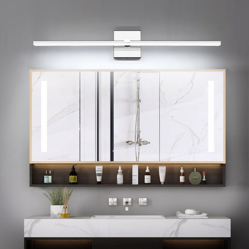 30 Inch Modern Bathroom Vanity Light, Polished Chrome