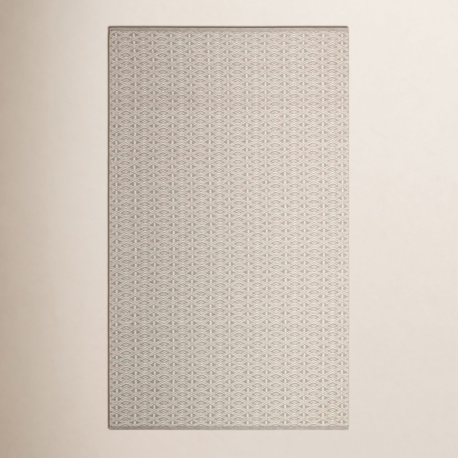 Grey Hand-Woven Geometric Cotton Rug, Rectangle 4' x 6'