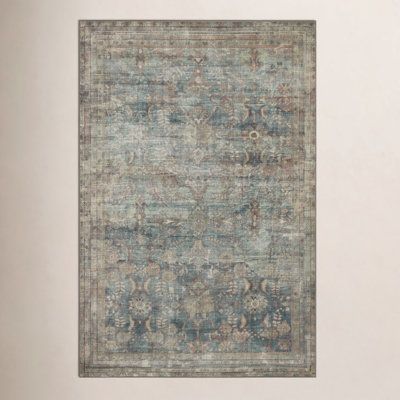 Magnolia Home By Joanna Gaines X Loloi Banks Machine Washable Ocean / Spice Area Rug
