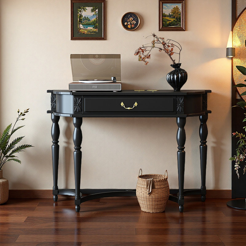 Console semi-circulaire de style français, Noir