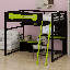 Lit mezzanine en bois avec bureau-260935927