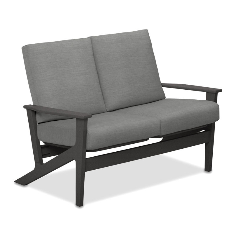 Chrisa 51.5'' Wide Loveseat with Cushions, Graphite, Canvas Granite Sunbrella® Canvas