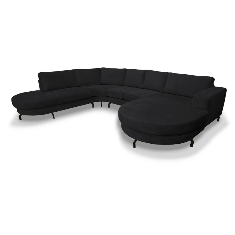 6 Seater Corner Sofa , Right Hand Facing, Black