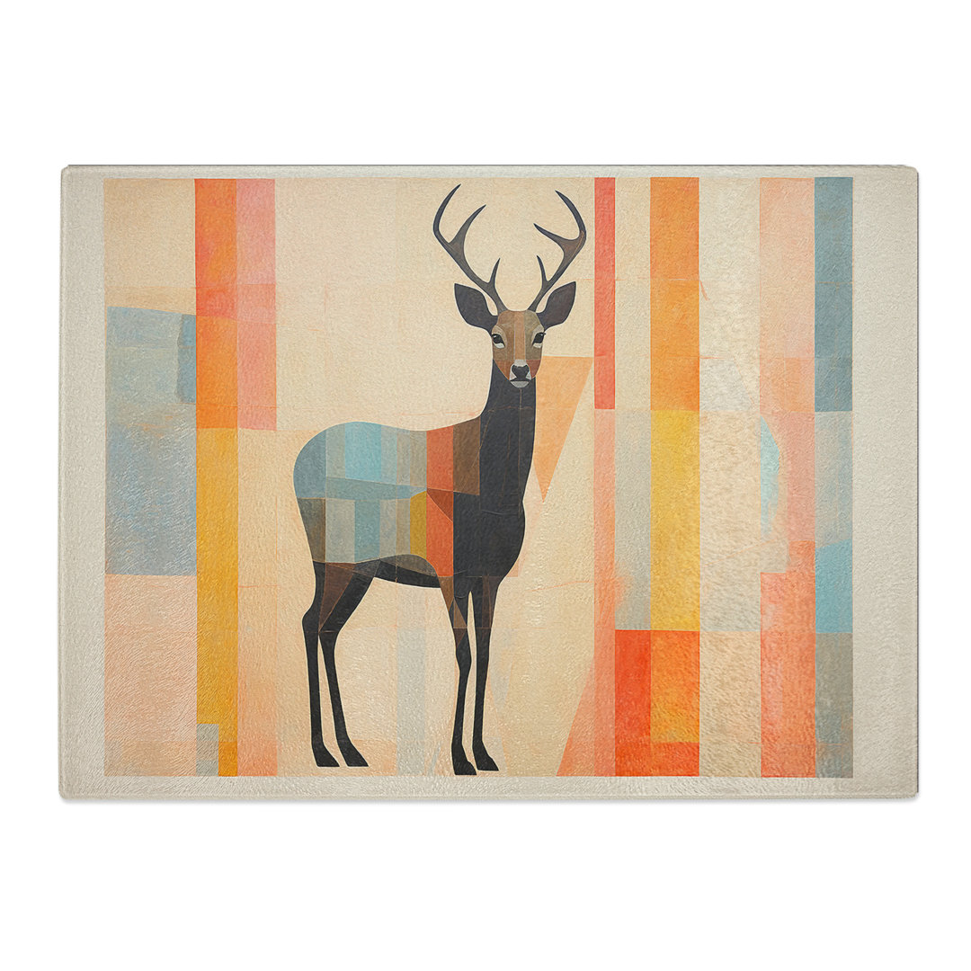 Deer Minimalism No.2  Glass Chopping Board