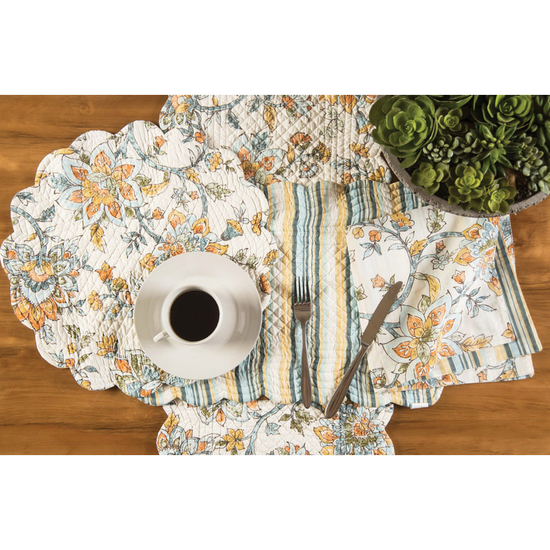 Ainsley Floral and Stripe Cotton Napkin Set of 6