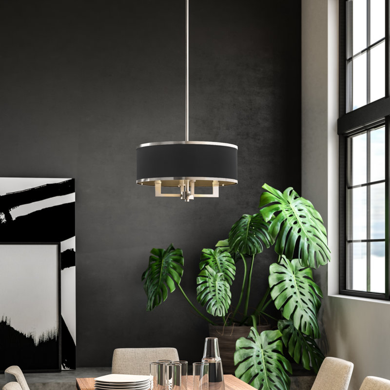 Berthine 4 - Light Dimmable Chandelier, Black, Brushed Nickel