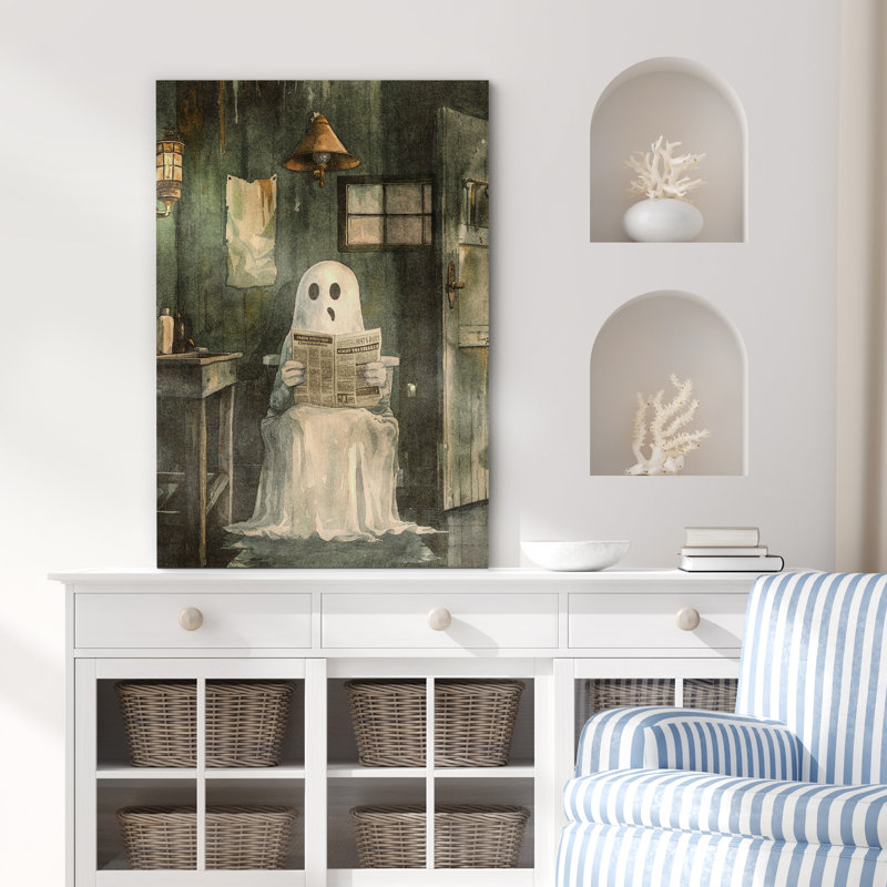 Quotidien de Ghost, photos murales de salle de bain Moody, décor d'art humoristique gothique, H 36 po x l 24 po, Toile tendue