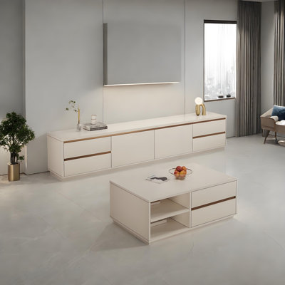 Modern Minimalist Coffee Table and TV Stand Set