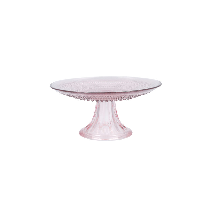 Fortessa Jupiter Vintage Glassware Collection, Mini Cake Stand, Pink, Pink