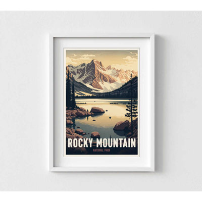 Vintage Mountain Lake Vista Print (Rustic Cabin, Wall Decor)