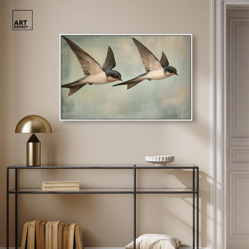 Décoration murale côtière Azure Swift III par Art Remedy, cadre blanc, 36 x 24, H 25 po x l 37 po, Cadre blanc