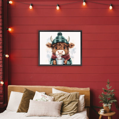 Cadre flottant Cozy Hot Chocolate Cow, design par Whimsical Wonders