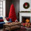 Arbre de Noël moderne 6 pi en PVC rouge-1901212091