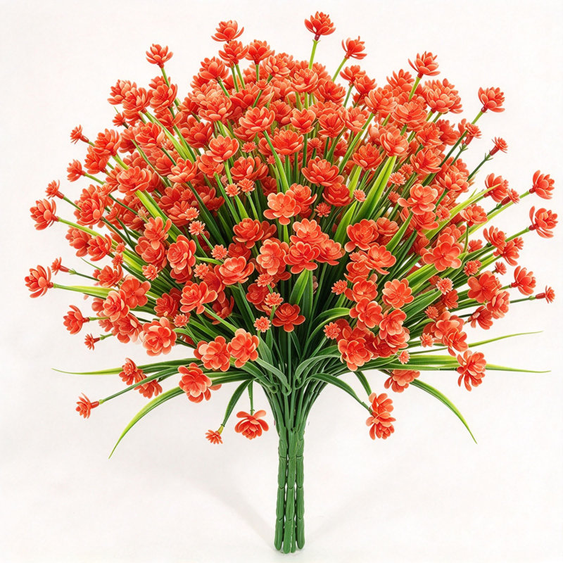 Lot de 10 bouquets de fleurs artificielles résistantes aux UV, arbustes en plastique résistant aux UV pour l'intérieur et l'extérieur de la maison et du jardin