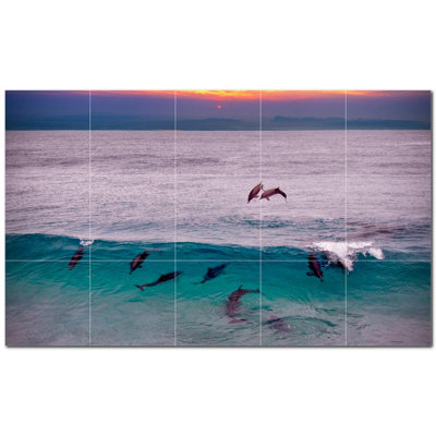Murale en céramique 8 "x 8" Dolphin Photo